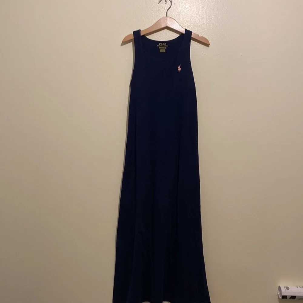 RALPH LAUREN & POLO RALPH LAUREN NAVY BLUE SILK & cotton dress . Size 7 set 2